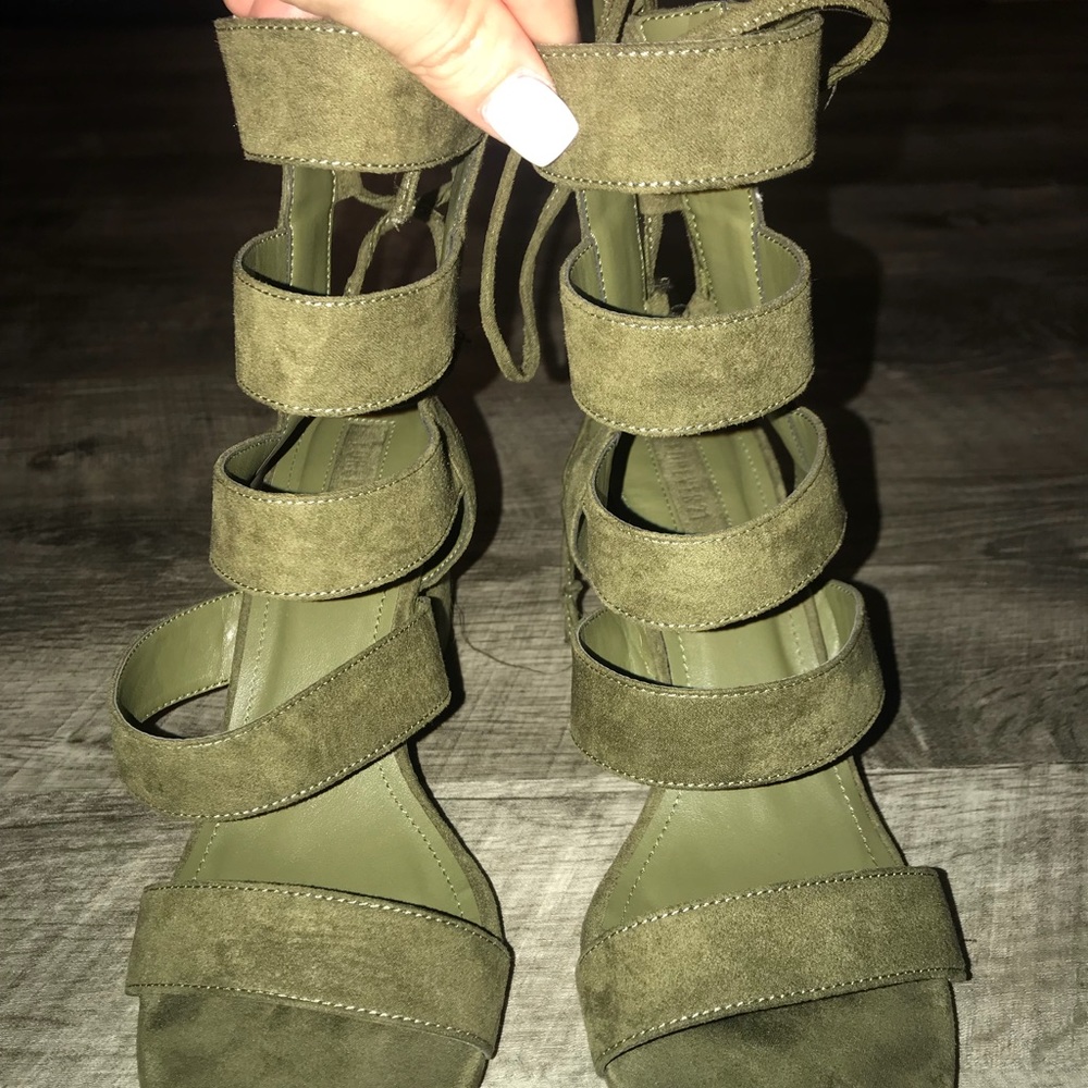 Olive green gladiator heels